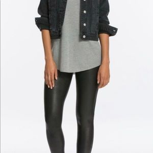 Black faux leather SPANX brand leggings - sz XL